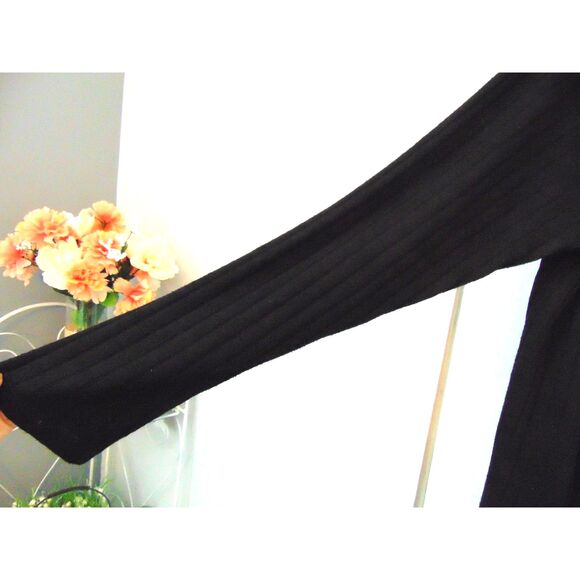 Ribbed Black Draped Cardigan By Dana Buckman Size XL petite one button closure - Picture 5 of 9